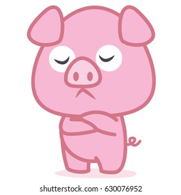 Pink pig cartoon character