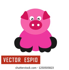 Pink Pig cartoon vector.