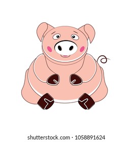 pink pig cheerful