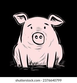 pink pig clipart illustration design on a white background