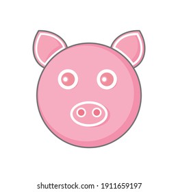 pink pig face icon vector 