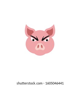pink pig face vector illustration. pig head design template.