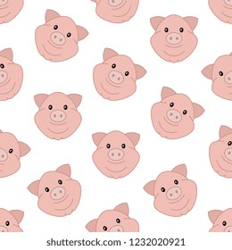 pink pig faces seamless pattern. simple ornament with animal character. flat vector illustration easy to edit and customize. eps 10