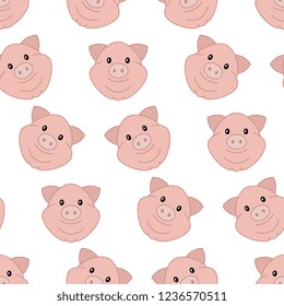 pink pig faces seamless pattern. simple ornament with animal character. flat vector illustration easy to edit and customize. eps 10