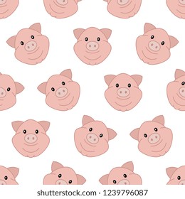 pink pig faces seamless pattern. simple ornament with animal character. flat vector illustration easy to edit and customize. eps 10