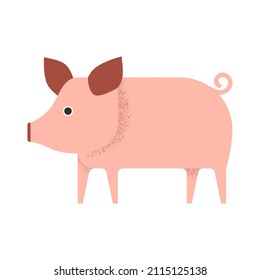 Estilo geométrico de cerdo rosa. Estilo geométrico de la granja de vectores sobre fondo blanco lindo dibujo