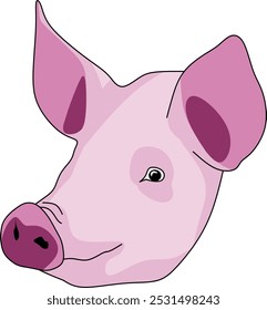 pink pig head vector icon