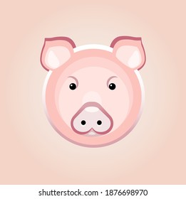 rosafarbener Schweinekopf, Vektorgrafik 