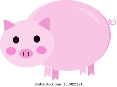 Pink pig, illustration, vector on white background.