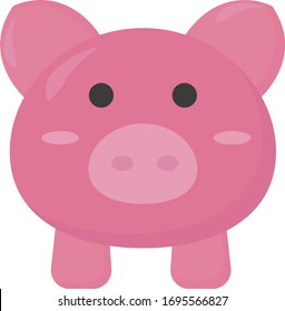 Pink pig, illustration, vector on white background