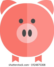 Pink pig, illustration, vector on white background.