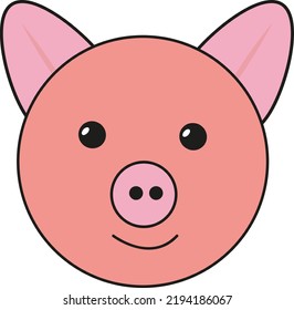 Pink pig, illustration, vector on a white background.