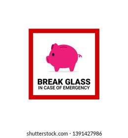 The pink pig inside the Emergency Box. Isolated Vector Illustration