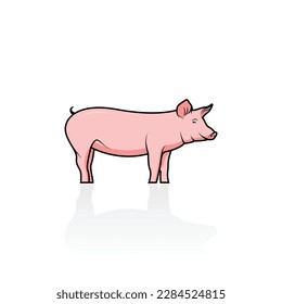 Pink pig isolated vector graphics