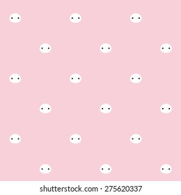 Pink pig logo background. Seamless pattern.