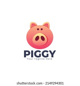 Diseño de plantillas de logotipo de cerdo rosa