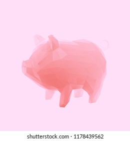 Pink Pig Low Poly Vector 3D Rendering