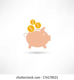 pink pig with money