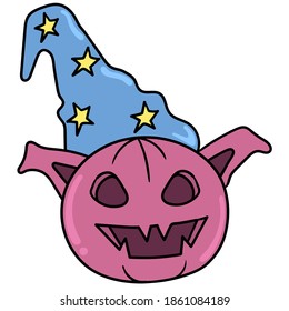 pink pig monster with a scary face. doodle icon image. cartoon caharacter cute doodle draw