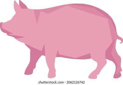 A pink pig on a white background. In a geometric style. Vector illustration.