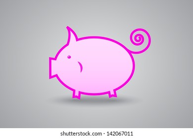 pink pig piggy bank on gray background