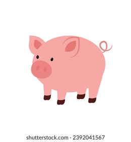 Pink pig piggy  cute naughty cartoon vector