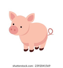 Pink pig piggy  cute naughty cartoon vector