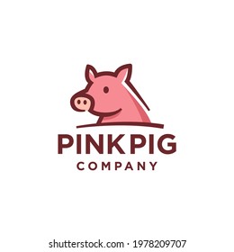pink pig piglet Logo mascot and icon or cartoon template vector stock illustration