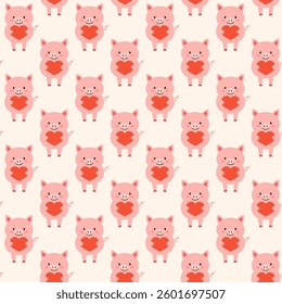Pink pig seamless pattern vector illustration
