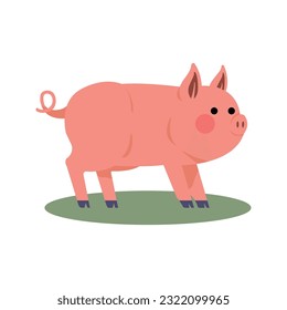 Pink Pig Simple Vector Illustration