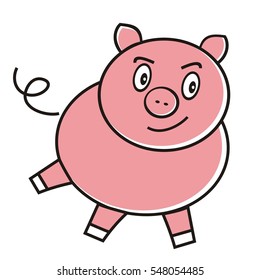 pink pig, vector icon, single illustration