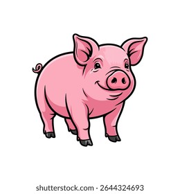 pink pig vector illustration on white background