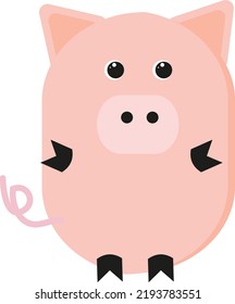 Pink pigglet, illustration, vector on a white background.