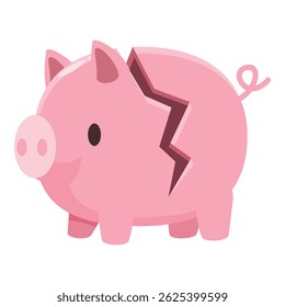 O "Pink Piggy Bank" está rachado e falido, representando uma crise econômica e falta de poupanças