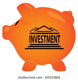 Pink piggy bank in editable vector format
