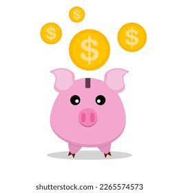 Pink piggy bank. Financial planning for the future. advance, saving, money, cash, coin on a white background.