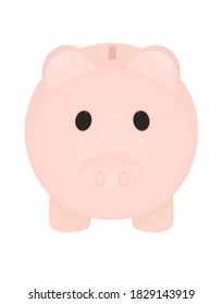 Pink piggy bank front view. vector