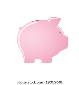 Pink piggy bank isolated on white background