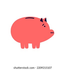 Pink piggy bank, pig bank clip art vector illustration