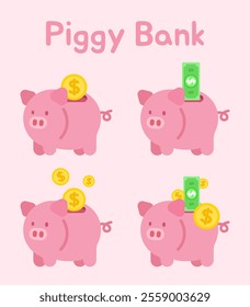 pink piggy bank saving money dollar coin banking fund investing