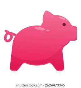 Pink piggy bank standing on a white background, representing saving money