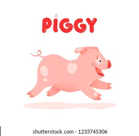 Pink piggy. Funny pig isolated on white background