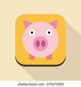 Pink piggy icon vector flat design