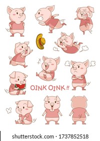 Pink Piggy with Shirt Cartoon Vector