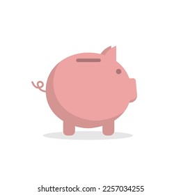 Pink pig.Illustration of saving.Piggy bank with gold coins.
