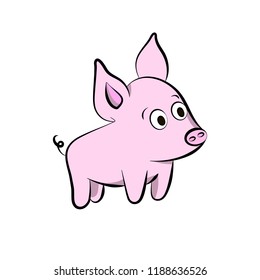 A pink piglet. Symbol of the new year. Christmas symbol.
