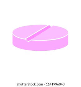 pink pill icon vector sign, pink placebo tablet