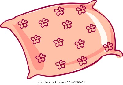 rosafarbenes Kissen, Illustration, Vektorgrafik auf weißem Hintergrund.