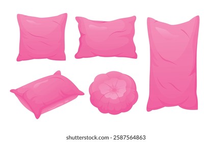 Pink Pillow Set. Pillows Rest Warm Cozy Pillows. Pink pillows isolated on background