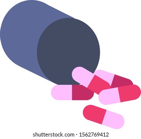Pink pills, illustration, vector on white background.